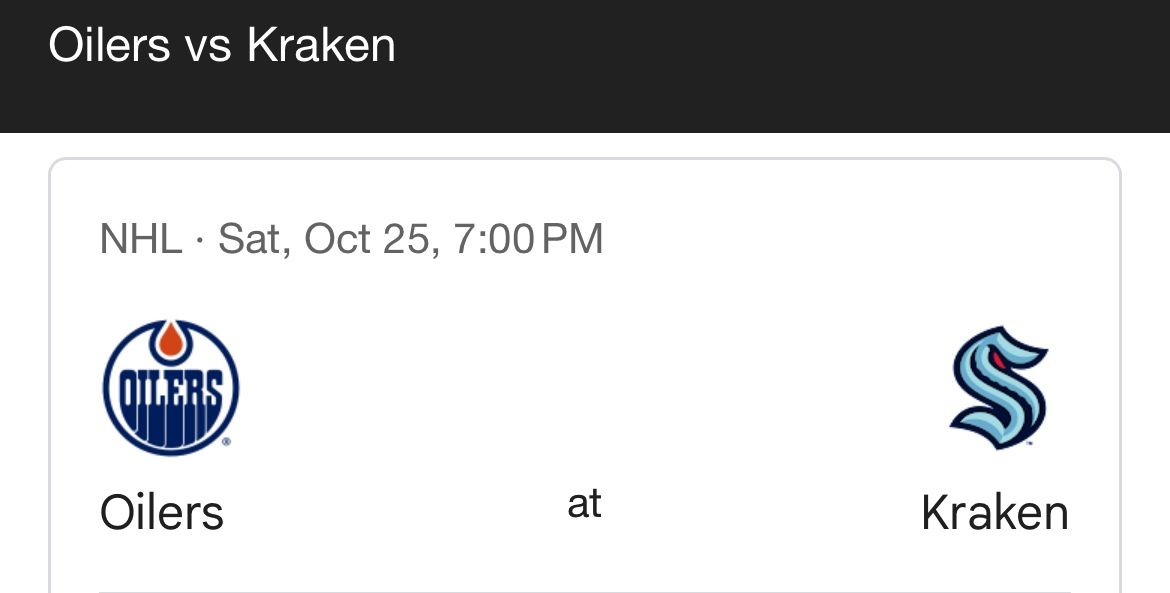Seattle Kraken vs. Edmonton Oilers Ticket