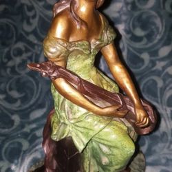 Seated Mandolin Girl By Hippolyte Moreau Bronze