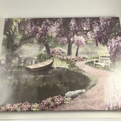 Wisteria Park Lighted Canvas Wall Art - LED Garden Scene - $15