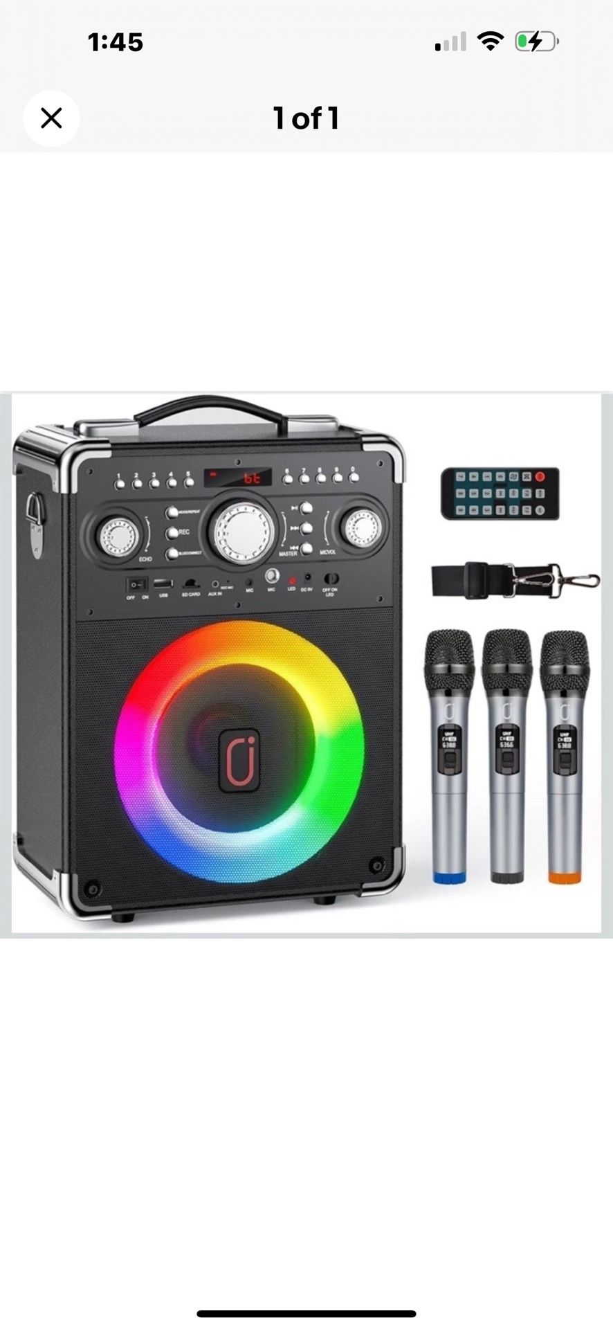 Karaoke Machine with 3 Wireless Microphones