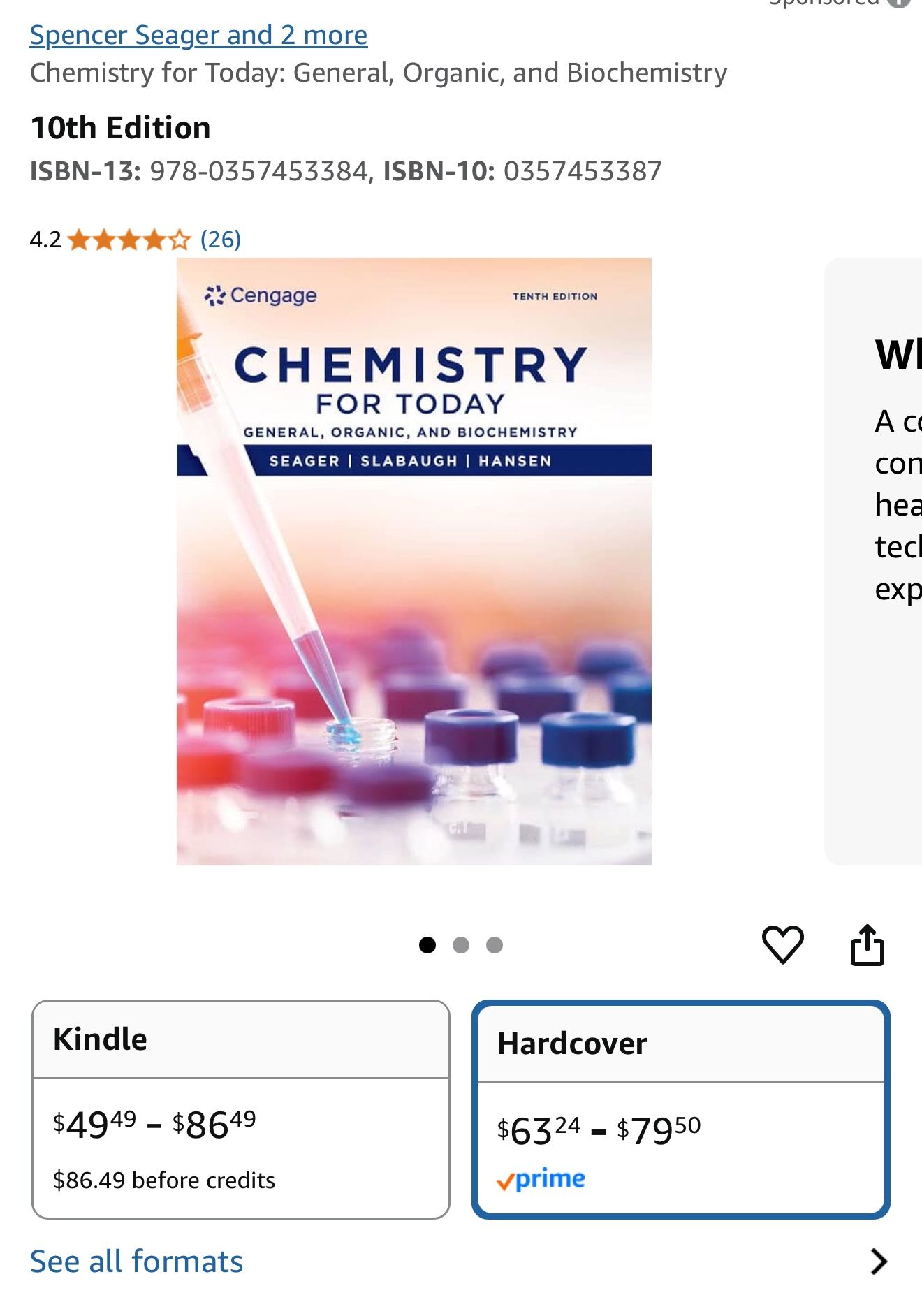 Chemistry for today 10th edition