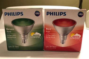 Philips 13.5W PAR38 LED Flood Light Bulbs for Holidays (Green and Red)
