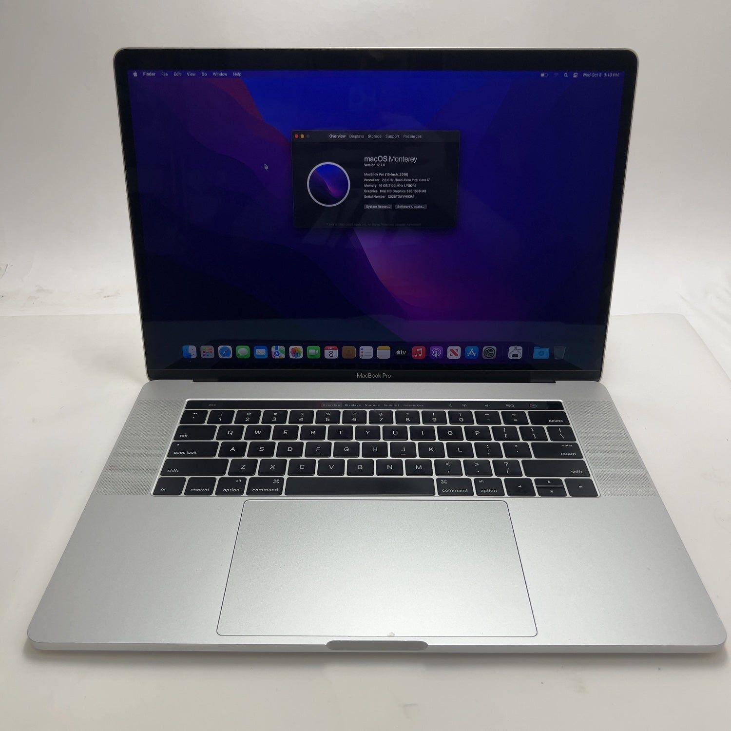 2016 Apple MacBook Pro 15" i7 2.6GHz 16GB RAM 256GB SSD Silver A1707