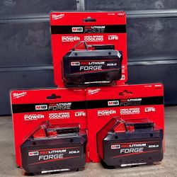 (3) Milwaukee M18 FORGE 8.0 Batteries