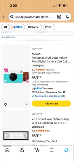 Kodak printomatic camera and sheets