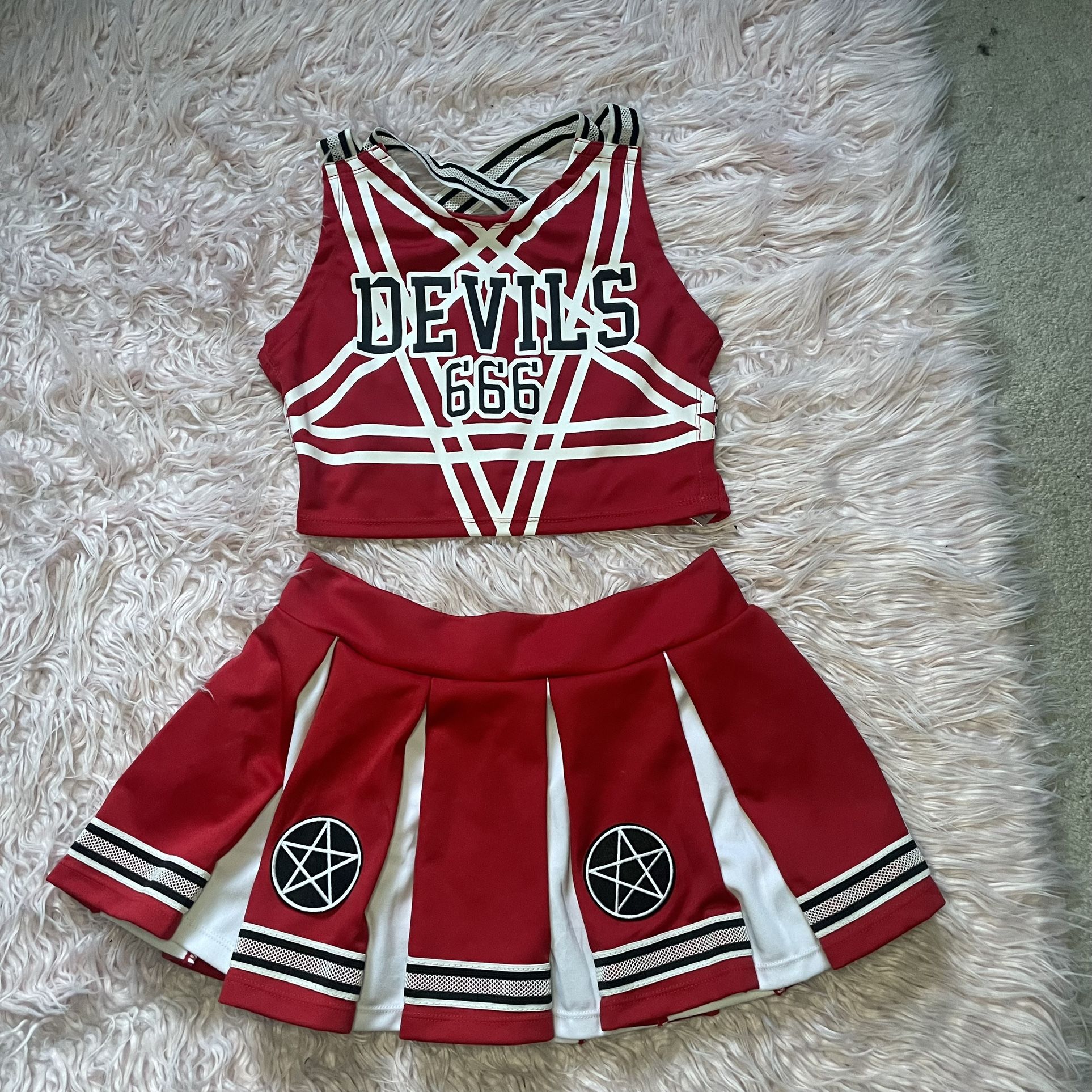 Dolls Kill Red White And Black Devils Cheer Uniform