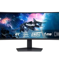 Samsung 49” Odyssey G9 Series DQHD 1000R Curved Gaming Monitor, 1ms(GtG), VESA DisplayHDR 1000, 240Hz, AMD FreeSync Premium Pro, Height Adjustable Sta