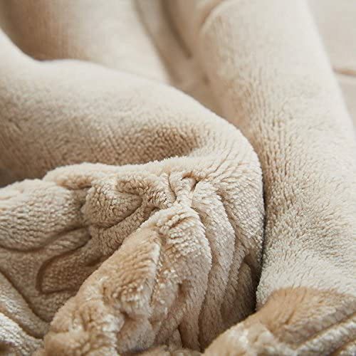 63x87 Embossed Cuddly Fluffy Cozy Bubbly Champagne Beige Super Soft Warm Plush Sherpa Throw Blanket for Sofa Couch 63x Twin Size Bed





