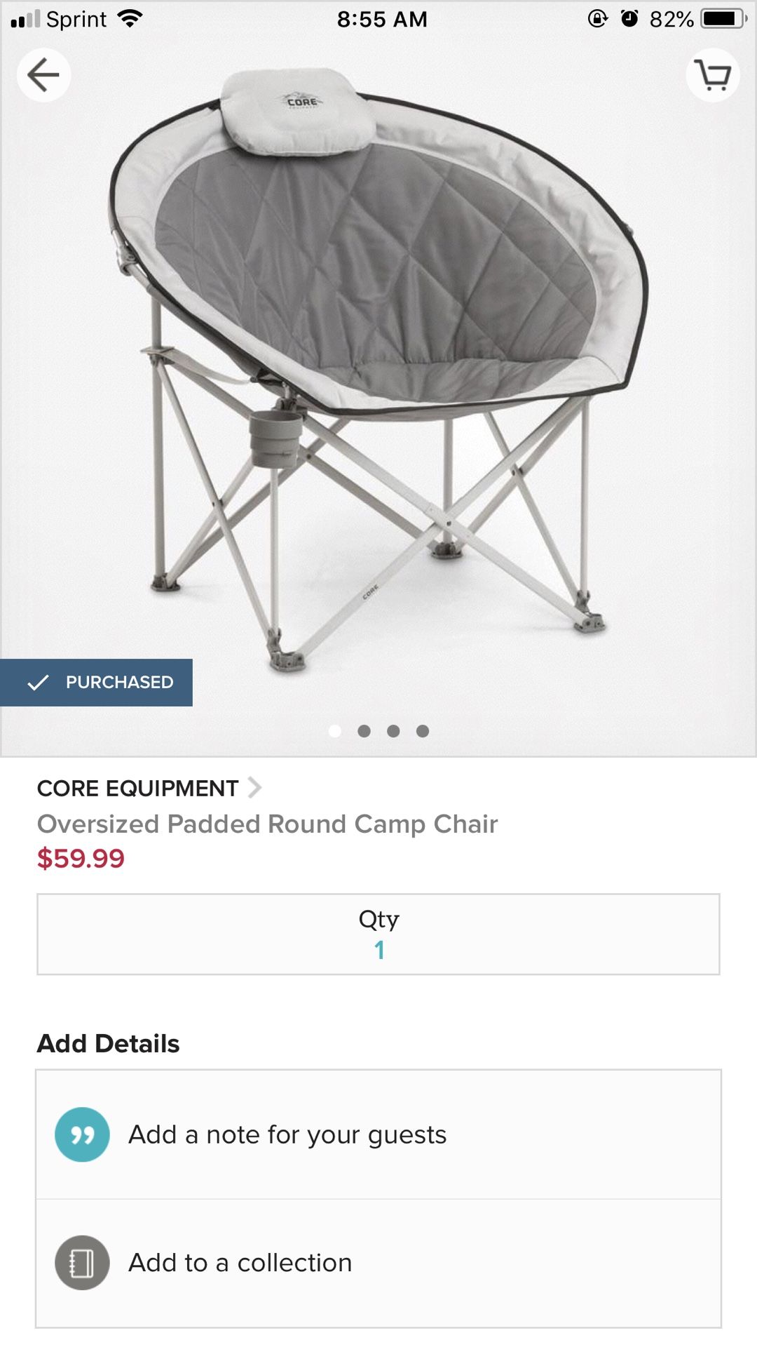 Core Equipment oversized padded camping chair