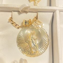 Cadena Con Dige De San Judas Tadeo De Oro Laminado 