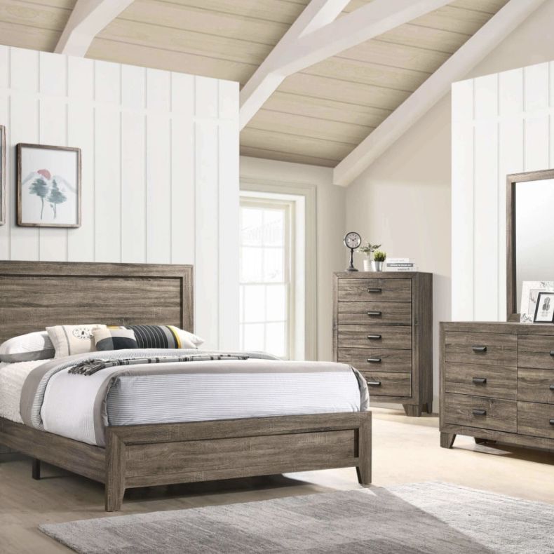 Gray Reno Queen King Bedroom Set 4pc