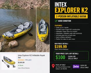 Intex Explorer K2 Inflatable Kayak – Great Condition – $105 OBO