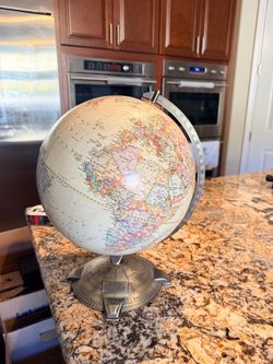 National Geographic Desktop World Globe Replogle National Geographic Allanson 12" Desktop Globe - Antique Ocean Metal Base