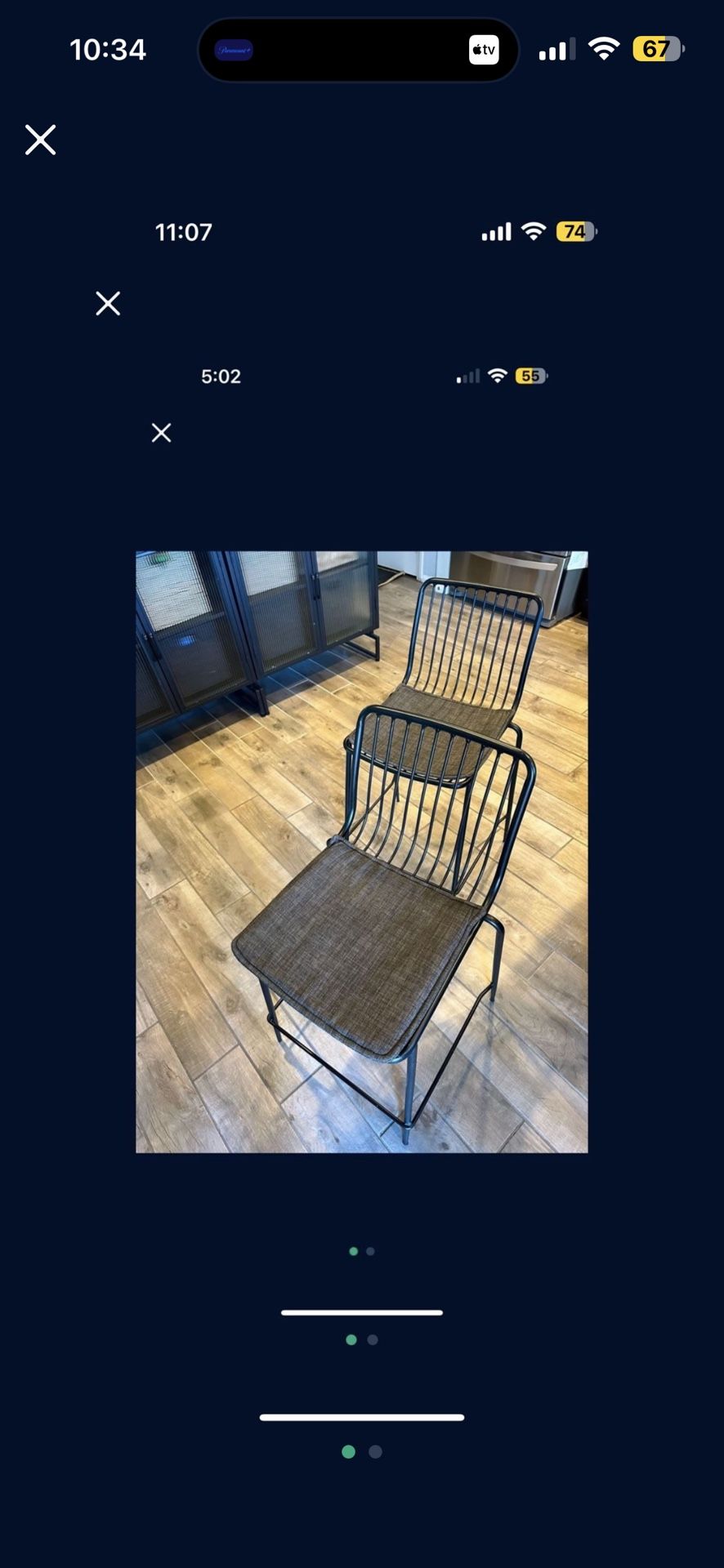 Set Of Two Counter Height Metal Barstools