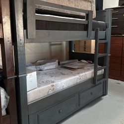 Triple Bunk Bed With Mattresses Solid Wood 