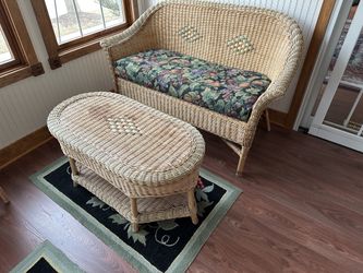Wicker Settee And Table