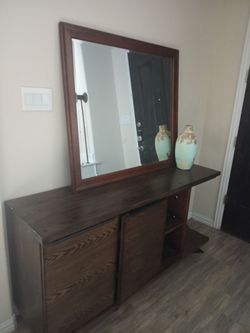 Entryway storage with a mirror