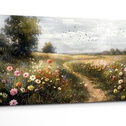 24x48 Countryside Wildflowers Wall Art