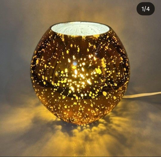 IKEA Knubbig Table Lamp Metallic Copper Gold 7” Glass Globe Space Rare Accent nightstand lamp cool projection rare discontinued