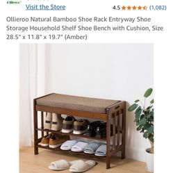 Ollieroo Natural Bamboo Shoe Rack/bench