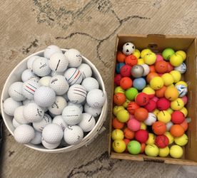 Over 100 golf balls 3 gallon bucket plus carton box