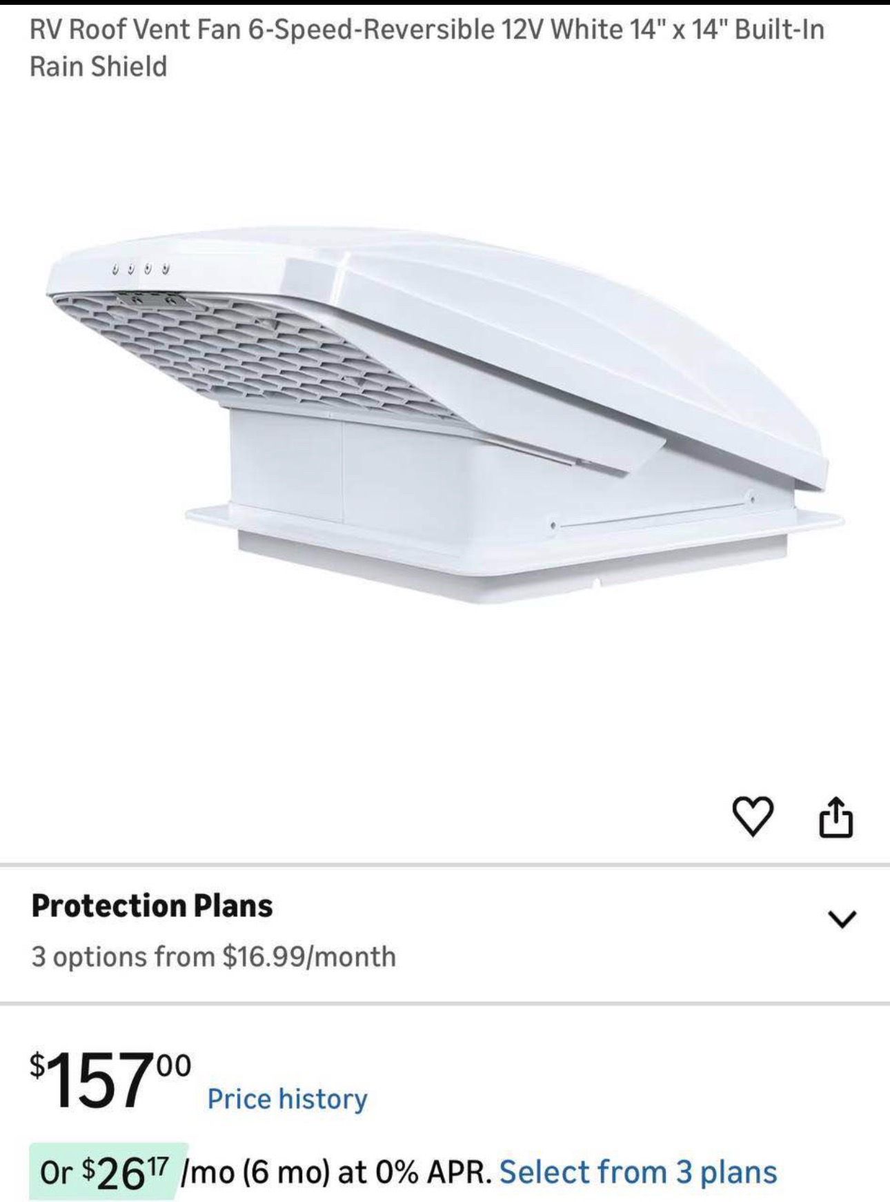 Starvent RV Roof Vent Fan 14” White 12V