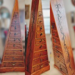 Fractal burned pyramid of drawers