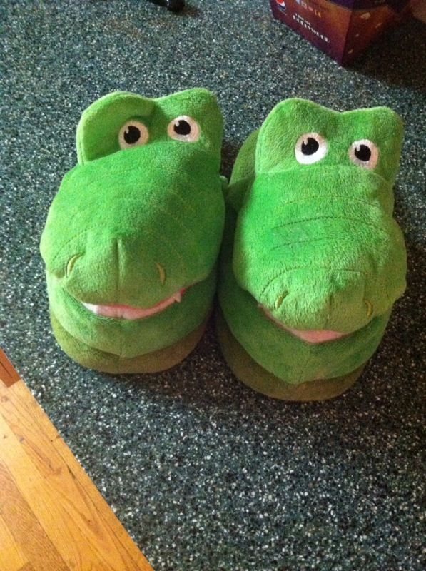 Alligator stompers slippers for child.