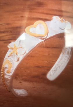 Hawaiian scroll yellow gold plated 6mm plumeria and heart toe ring