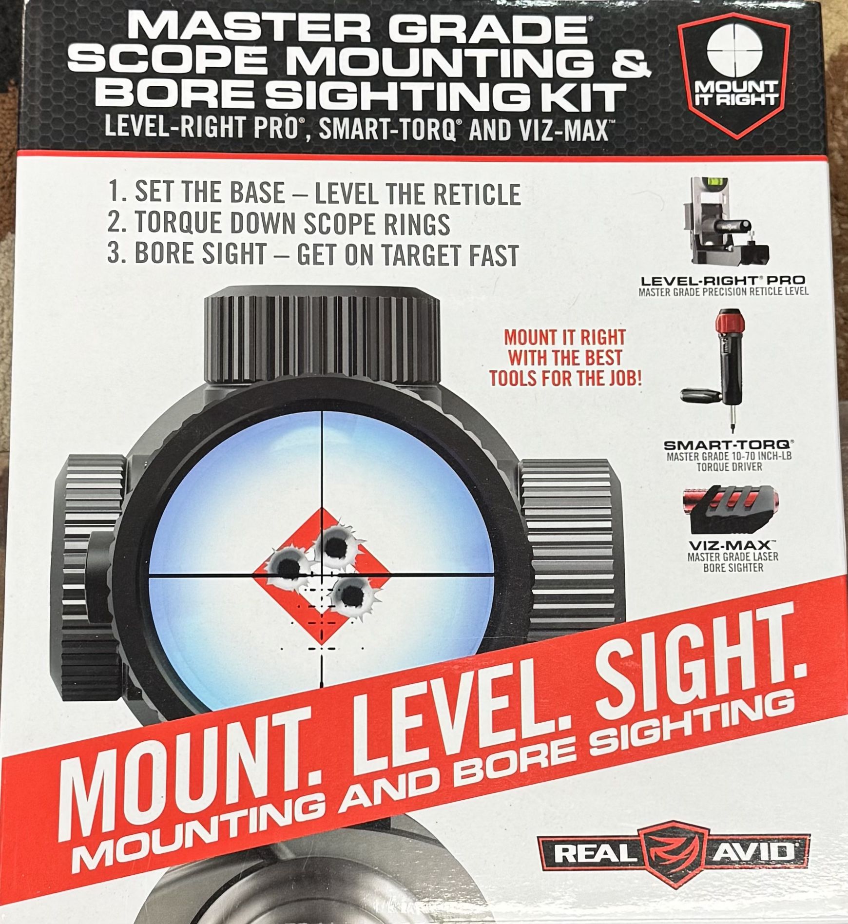 Real Avid Scope Mounting and Bore Sighting Kit | Includes Scope Leveling Kit, 10 to 70 inch-lb Torque Screwdriver & Green Laser Bore Sighter | Complet