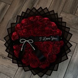 Red Enternal Roses With Black Paper Around