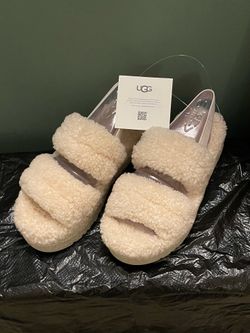 NEW!! UGG Ladies "Oh Fluffita" GENUINE LAMB'S FUR Platform Slippers  - Ladies Sizes 8 & 10 only - pls see details - firm posted price PER PAIR.