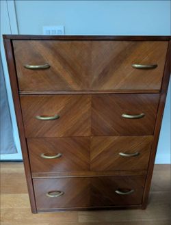 Art deco chest of drawers tallboy dresser vintage wood highboy