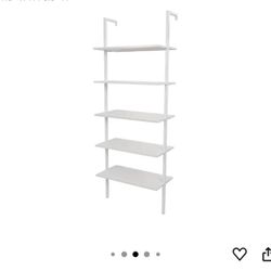 5-Tier White Tall Narrow Bookshelf 