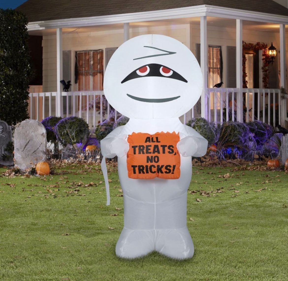 4Ft Inflatable Mummy With Sign Halloween Decoration