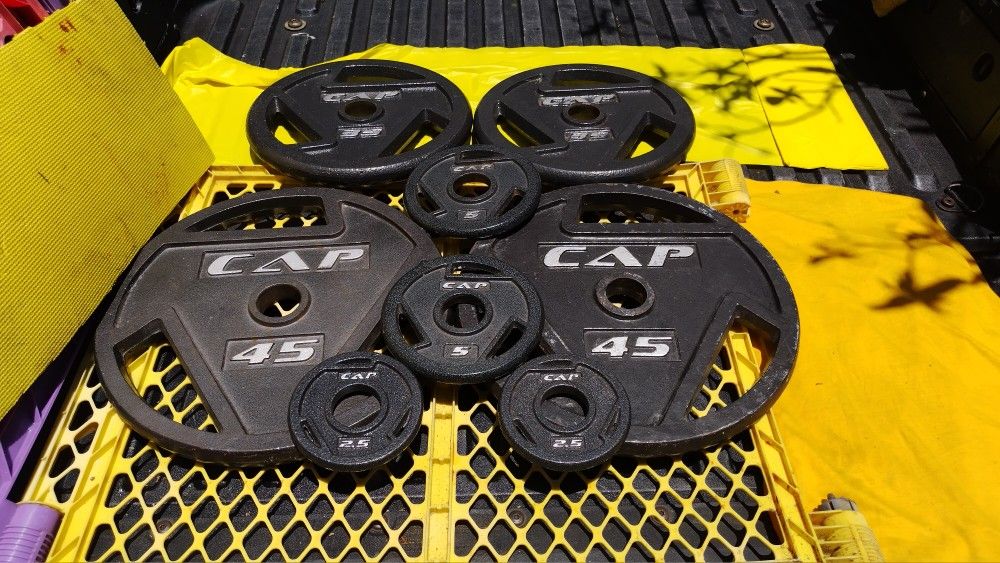 OLYMPIC SET OF CAP EASY GRIP PLATES (PAIRS OF) : 45s 35s 5s 2.5s