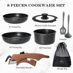 Pots and Pans Set, Nonstick Cookware Sets Detachable Handle, Induction  Kitchen Cookware Set, Pots and Pans Granite Set
