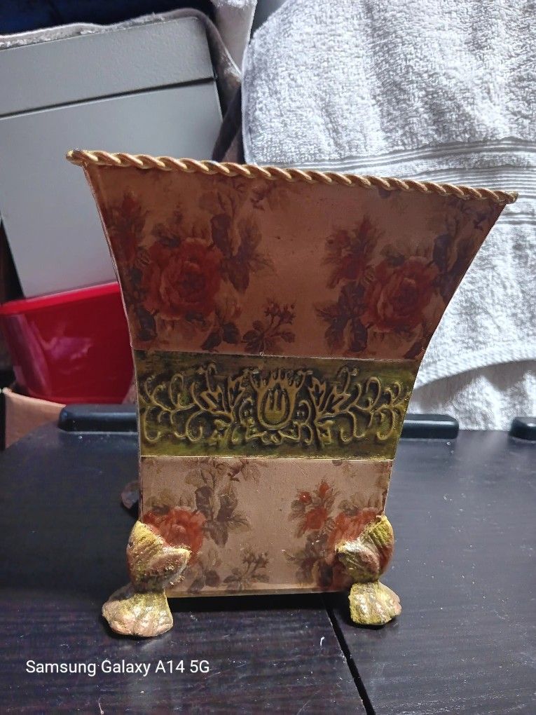 Candle Tin Holder Rose Painted