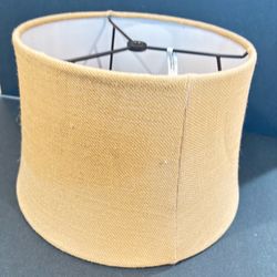 Pottery Barn Drum Lamp Shade Tan Textured Linen Fabric 13.5” x 11” x 8.5”