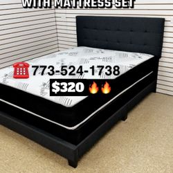 Queen Bed 🛏️ Headboard With Frame And Mattress Set Included Brand New In Box 📦 Available In All Sizes Same Day Delivery 🚚 