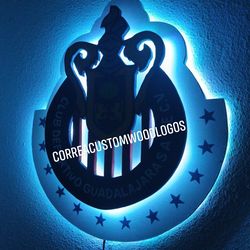 Chivas wood logo with color changing leds $120