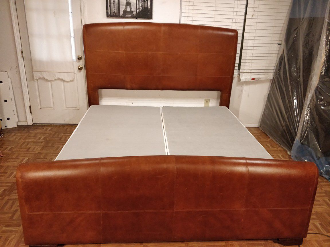 STANLEY FURNITURE leather (KING SIZE) bed frame with box spring, let me know wh