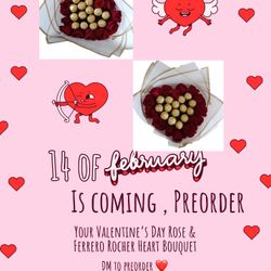 Valentine’s Day Rose & Ferrero Rocher Heart Bouquet ❤️🍫