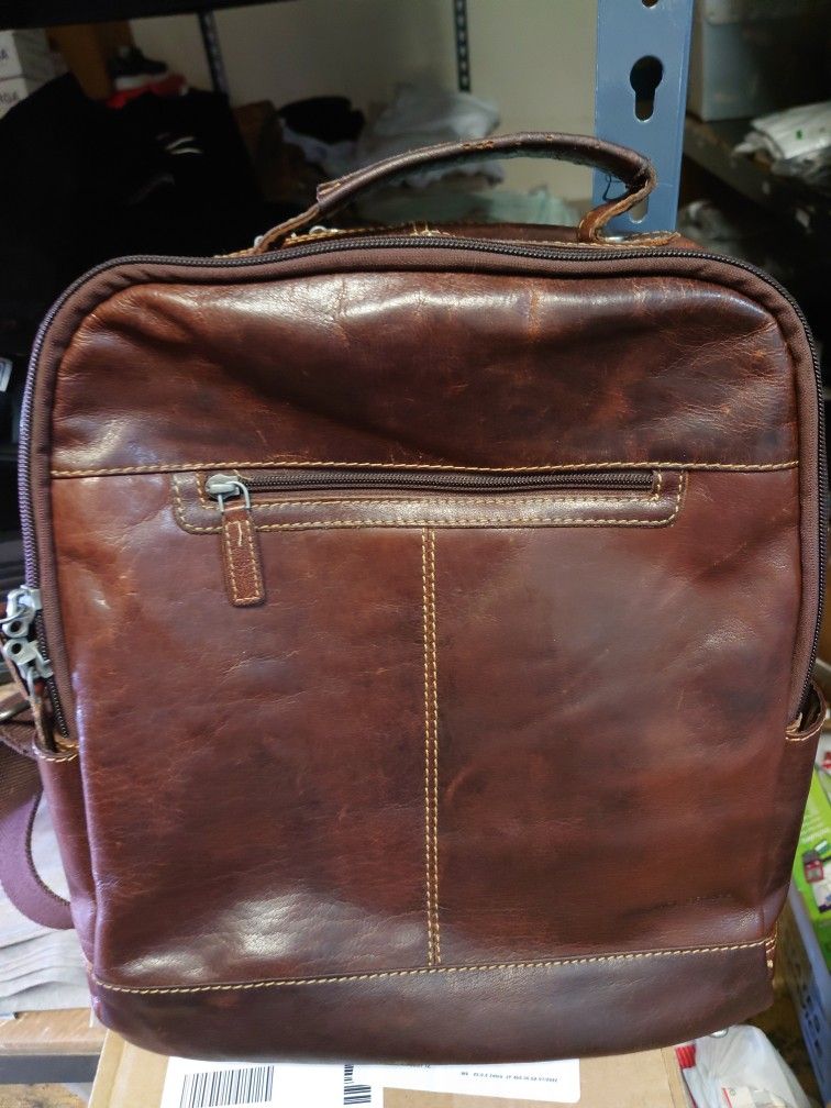Jack Georges Classic Brown Buffalo Leather Backpack