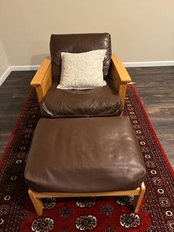 Mission Style Chair and Ottoman Set