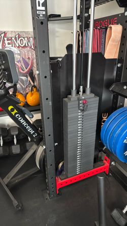 Rogue Monster Lite Slinger with weight stack.