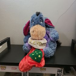 Vintage Disney Christmas Eeyore Plush Stuffed Animal Stocking Scarf 2001