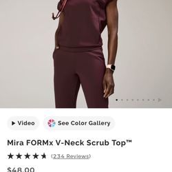 Brand New FIGS Burgundy Mira FORMx v-Neck Scrub Top 