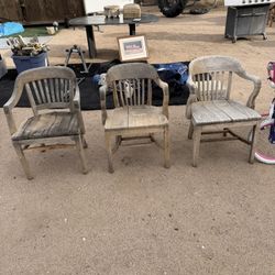 (3) Strong Rustic Wood Chairs for Project 