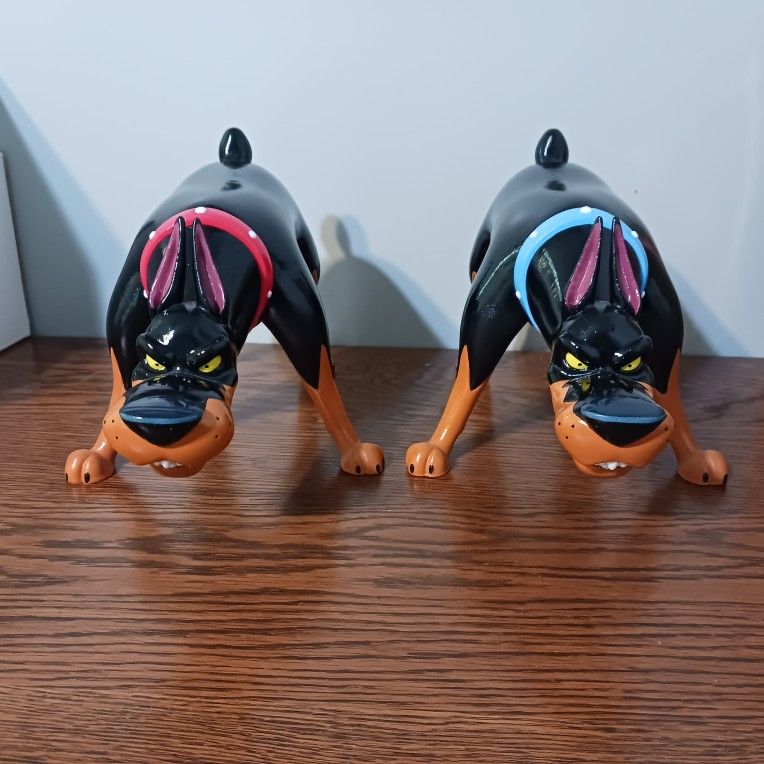 2 Doberman Figurines. Roscoe and Desoto Oliver and company